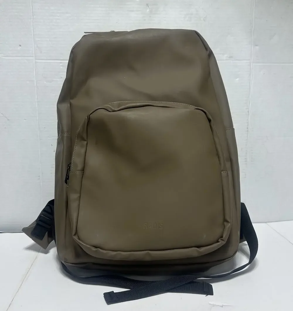 RAINS ® Book Daypack Large Brown WATERPROOF PU Fabric Fits 16